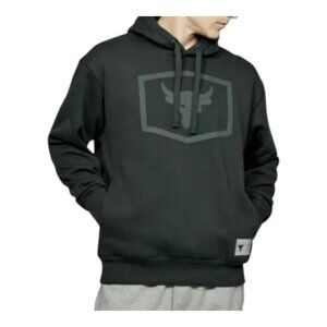 Under Armour Mens Project Rock Hoodie~Size M~Black Grey Logo Sweatshirt L14 42
